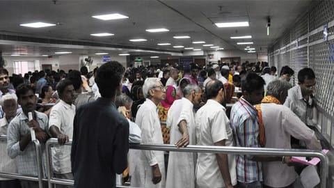 People waiting in queue at hospital